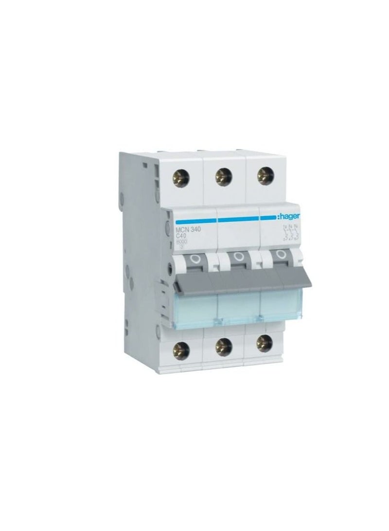HAGER Miniature circuit breaker Three Pole 40A 6KA TP MCB TYPE C MCN340 *ONEKONEKT* - Image 3