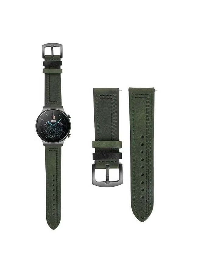 vesus Genuine Leather Replacement Band For Huawei Watch GT2 Pro 22mm Green
