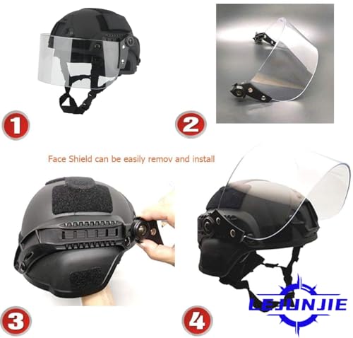 LEJUNJIE Tactical Fast Helmet with Clear Face Shield Sliding Goggles for Airsoft Paintball CS Games Outdoor Sports. - Image 5