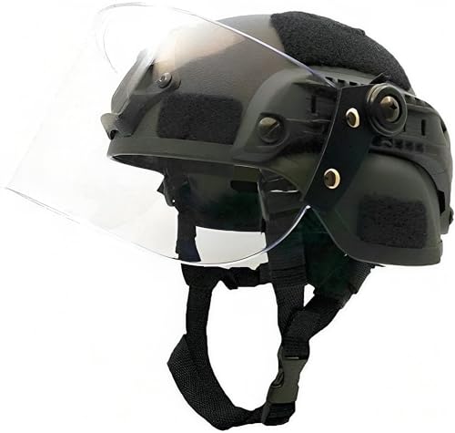 LEJUNJIE Tactical Fast Helmet with Clear Face Shield Sliding Goggles for Airsoft Paintball CS Games Outdoor Sports. - Image 1