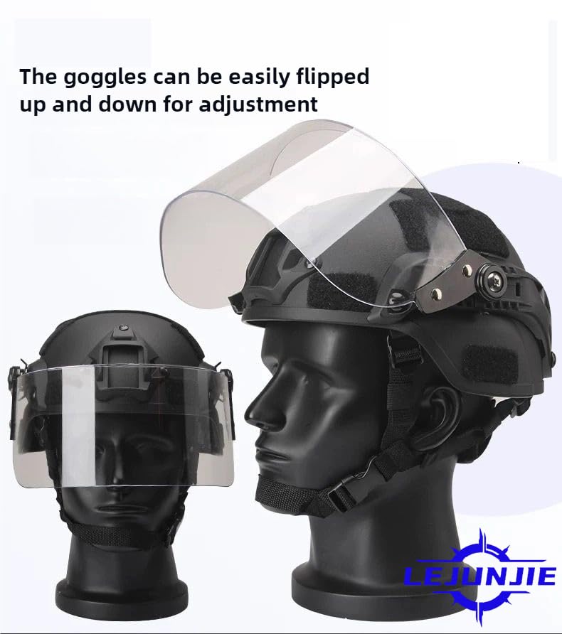 LEJUNJIE Tactical Fast Helmet with Clear Face Shield Sliding Goggles for Airsoft Paintball CS Games Outdoor Sports. - Image 2