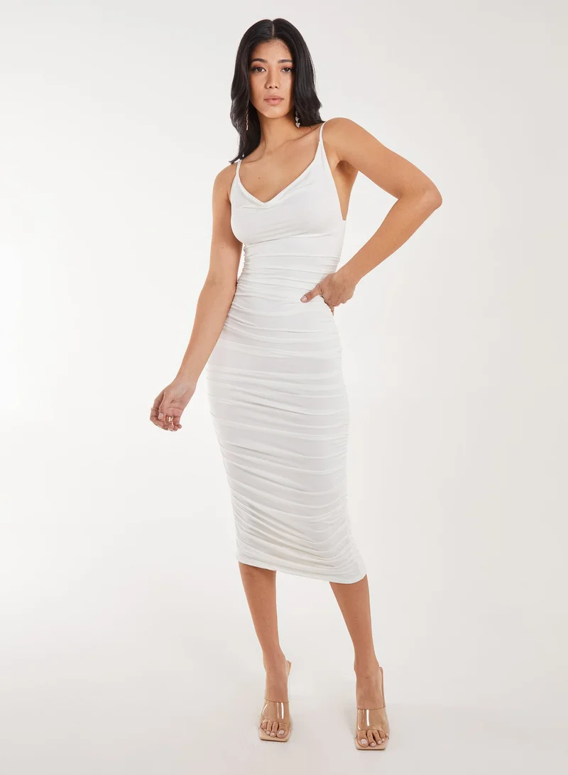 Pink Vanilla  Slinky Cowl Midi Dress for Women | Best Price UAE