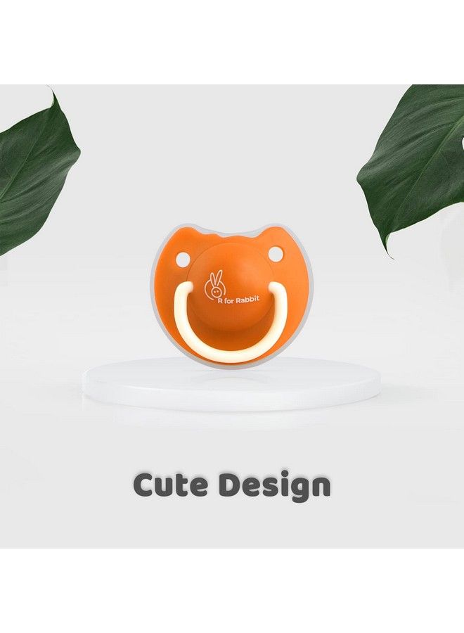 R for Rabbit Baby Tusky Pacifier Ultra Light Soft Silicone Nipple Orthodontic Design Bpa Free For Kids Of 6 Months +;Medium;Orange - Image 3