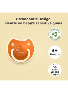 R for Rabbit Baby Tusky Pacifier Ultra Light Soft Silicone Nipple Orthodontic Design Bpa Free For Kids Of 6 Months +;Medium;Orange  - Image 4