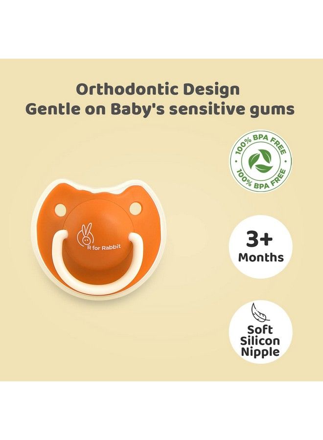 R for Rabbit Baby Tusky Pacifier Ultra Light Soft Silicone Nipple Orthodontic Design Bpa Free For Kids Of 6 Months +;Medium;Orange - Image 4