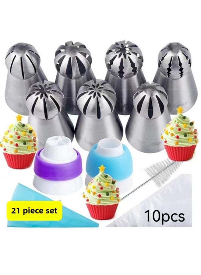 Generic 22-piece Spherical Pastry Nozzle Suit Torch Pastry Nozzle Pastry Bag Converter Pastry Suit-Color:100 Sets-Specifications:9-piece A- Meal EVA  - Image 2