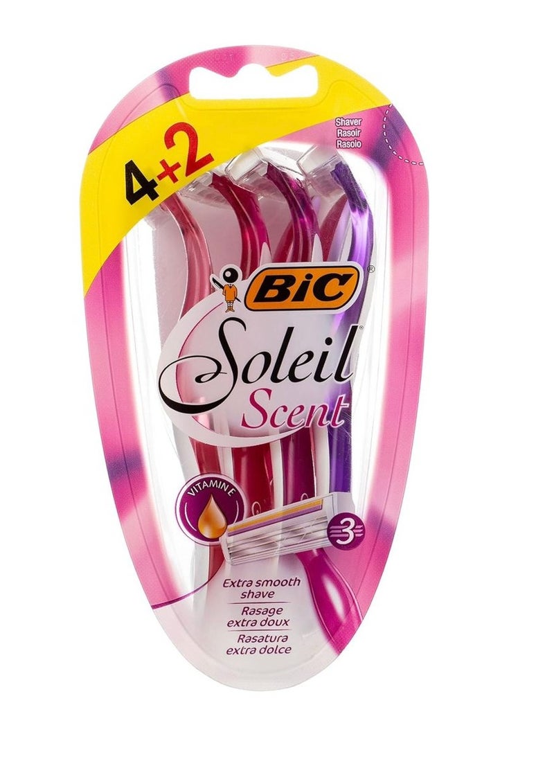 Bic Soleil Scent Razor And Blade 4+2 Pieces Multicolour 