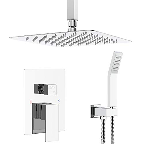 SunCleanse Rainfall Shower Faucet Set Polished Chrome Shower Combo Set for Bathroom with High Pressure 10 inch Shower Head with Handheld Shower Valves Shower Head and Handheld Ceiling Mounted - Image 1