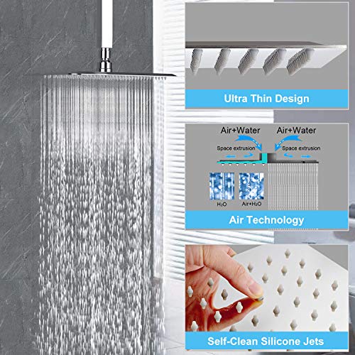 SunCleanse Rainfall Shower Faucet Set Polished Chrome Shower Combo Set for Bathroom with High Pressure 10 inch Shower Head with Handheld Shower Valves Shower Head and Handheld Ceiling Mounted - Image 3