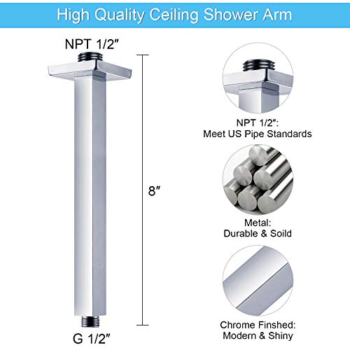 SunCleanse Rainfall Shower Faucet Set Polished Chrome Shower Combo Set for Bathroom with High Pressure 10 inch Shower Head with Handheld Shower Valves Shower Head and Handheld Ceiling Mounted - Image 5