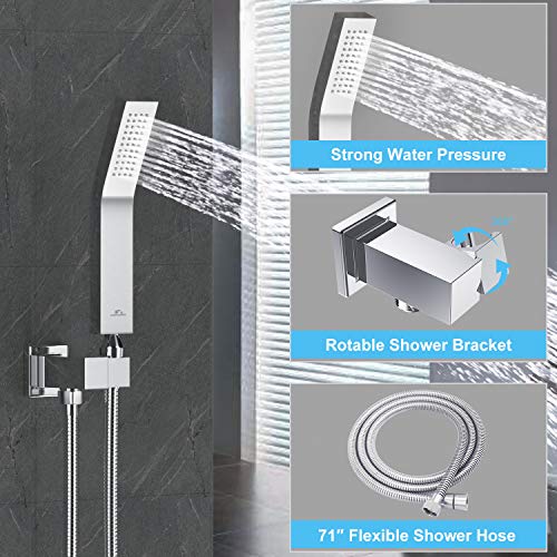 SunCleanse Rainfall Shower Faucet Set Polished Chrome Shower Combo Set for Bathroom with High Pressure 10 inch Shower Head with Handheld Shower Valves Shower Head and Handheld Ceiling Mounted - Image 4