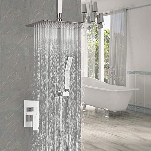 SunCleanse Rainfall Shower Faucet Set Polished Chrome Shower Combo Set for Bathroom with High Pressure 10 inch Shower Head with Handheld Shower Valves Shower Head and Handheld Ceiling Mounted - Image 2