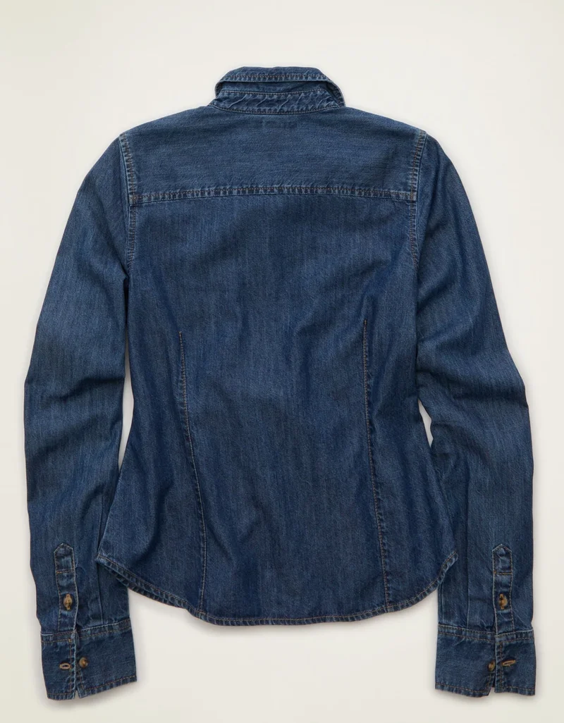 American Eagle  AE Fitted Denim Button-Up Shirt for Women | Best Price UAE