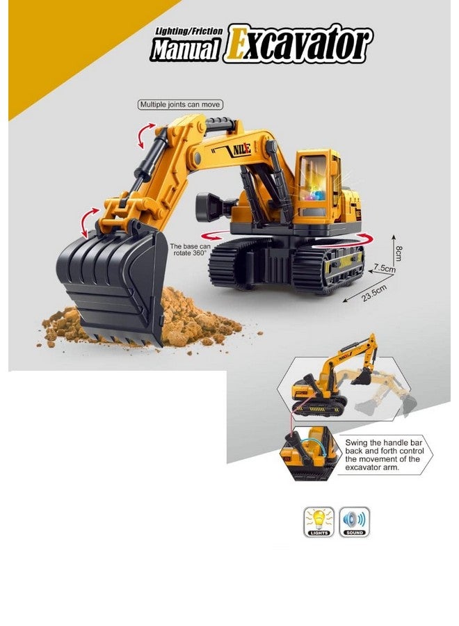 PLUSPOINT Excavator Construction Vehicles for Kids Friction Powered with Music and Light Push n go Pretend Play Toy Trucks Play Set Building Vehicles Set for Kids 3-14 Years (Musical Excavator) - Image 4