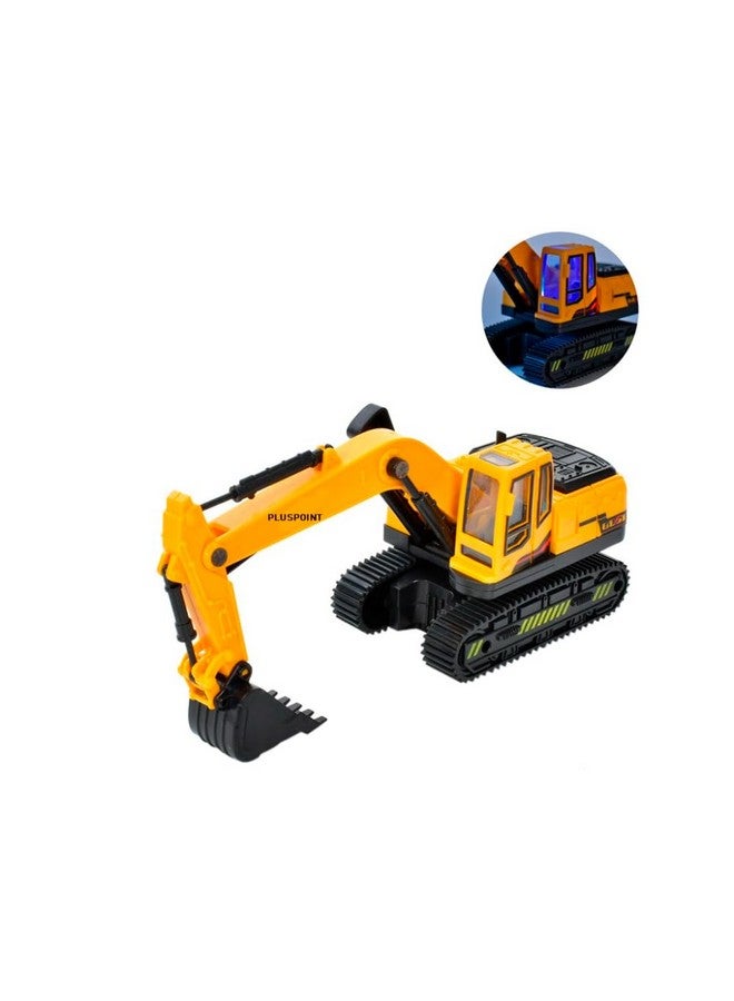 PLUSPOINT Excavator Construction Vehicles for Kids Friction Powered with Music and Light Push n go Pretend Play Toy Trucks Play Set Building Vehicles Set for Kids 3-14 Years (Musical Excavator) - Image 5