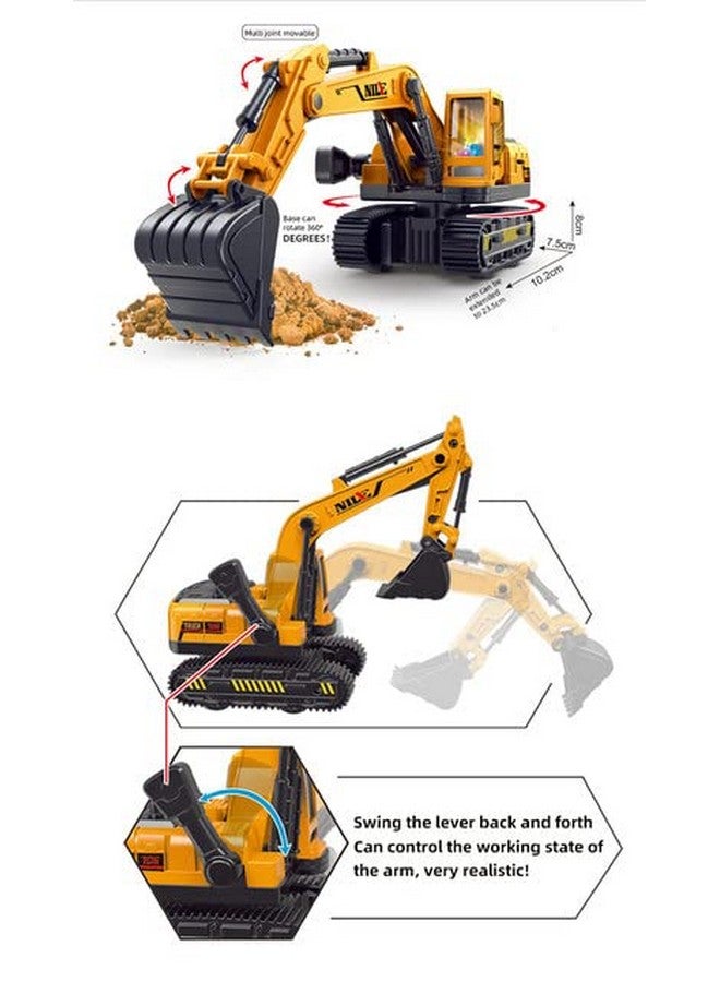PLUSPOINT Excavator Construction Vehicles for Kids Friction Powered with Music and Light Push n go Pretend Play Toy Trucks Play Set Building Vehicles Set for Kids 3-14 Years (Musical Excavator) - Image 3