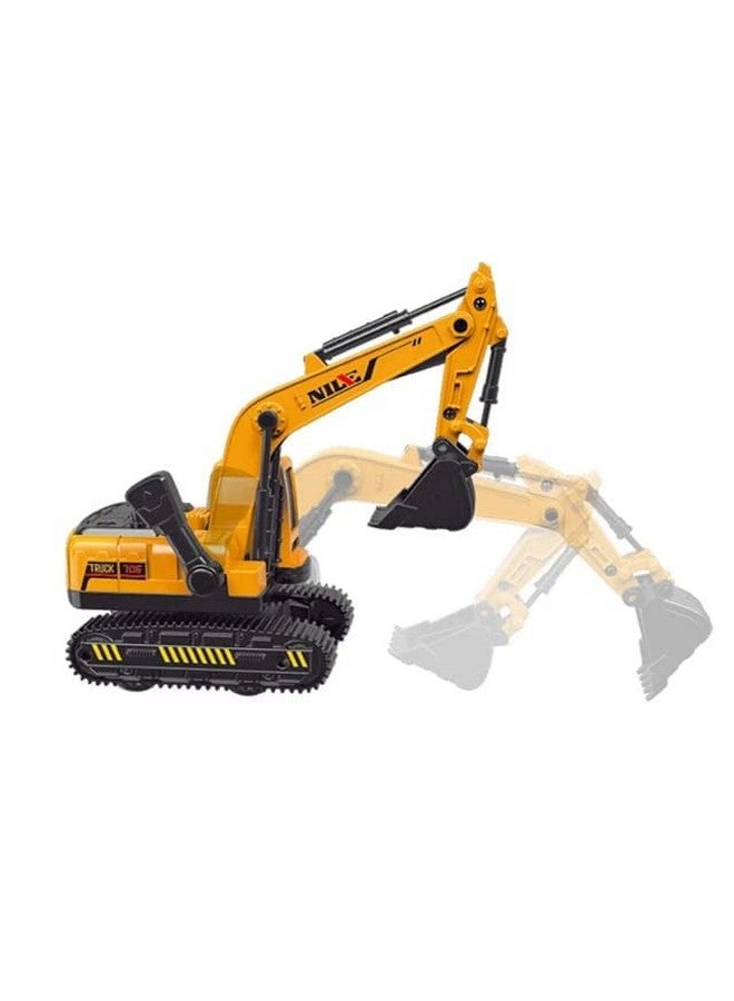 PLUSPOINT Excavator Construction Vehicles for Kids Friction Powered with Music and Light Push n go Pretend Play Toy Trucks Play Set Building Vehicles Set for Kids 3-14 Years (Musical Excavator) - Image 2