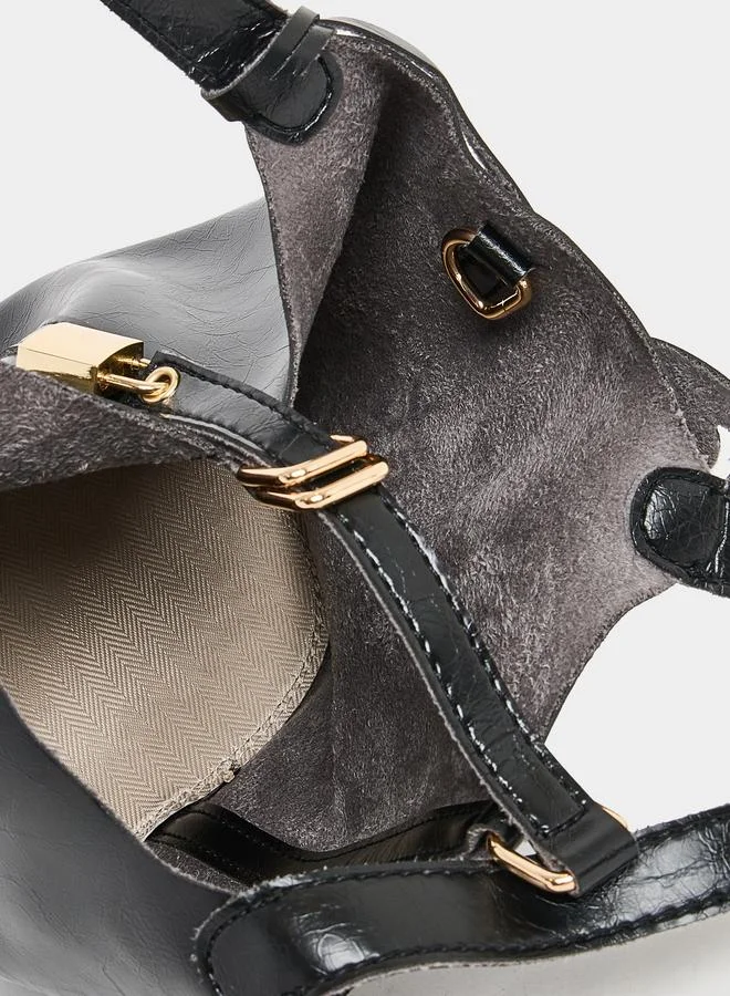 Styli Meta Lock Accent Handbag with Pouch