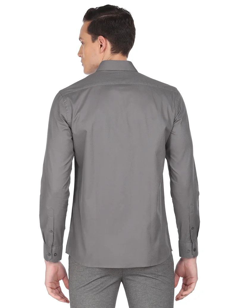 Arrow Grey Manhattan Slim Fit Patterned Shirt for Men | Best Price UAE