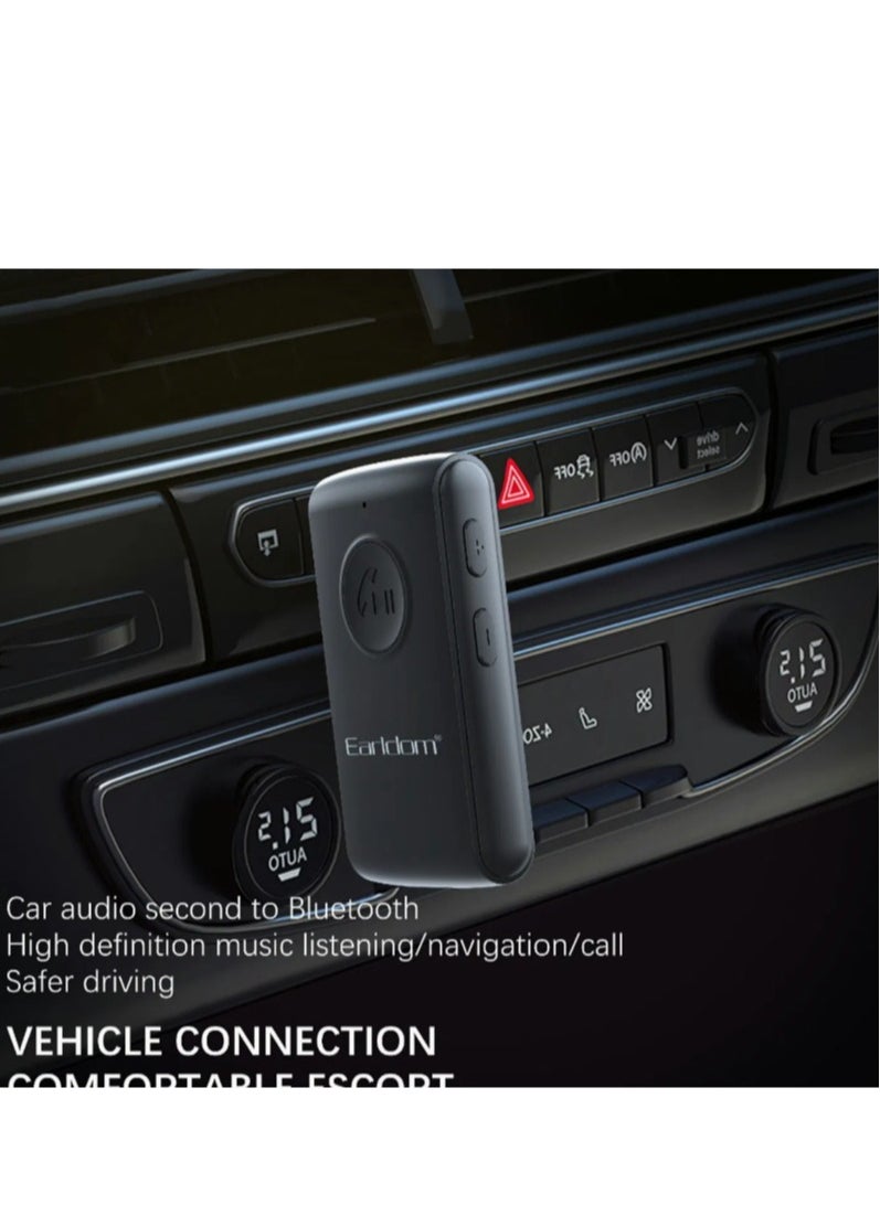 "Earldom ET-BR02 Bluetooth 5.3 Adapter – Hands-Free Call 3.5mm AUX Car Audio Stereo Receiver for Speakers & More"