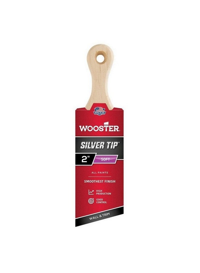 Wooster Silvertip Short Handle Smoothest Finish Soft Angle Paint Brush Beige and Silver 2 Inch 0052250020 - Image 1