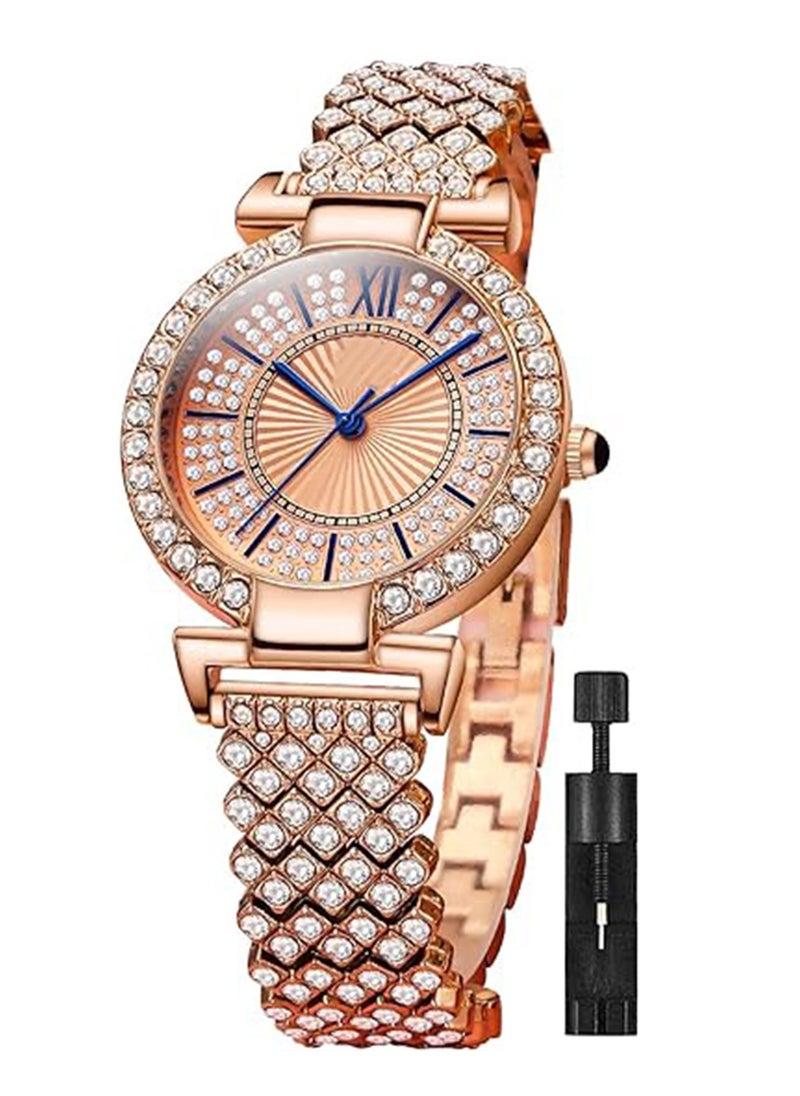 Captaintech Elegant Rose Gold Quartz Ladies Watches Waterproof Stainless Steel Casual Luxury Wristwatch with Roman Numerals for Women  - Image 1