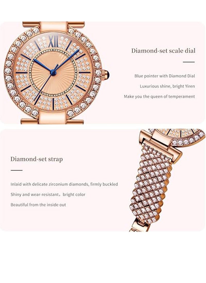 Captaintech Elegant Rose Gold Quartz Ladies Watches Waterproof Stainless Steel Casual Luxury Wristwatch with Roman Numerals for Women  - Image 3