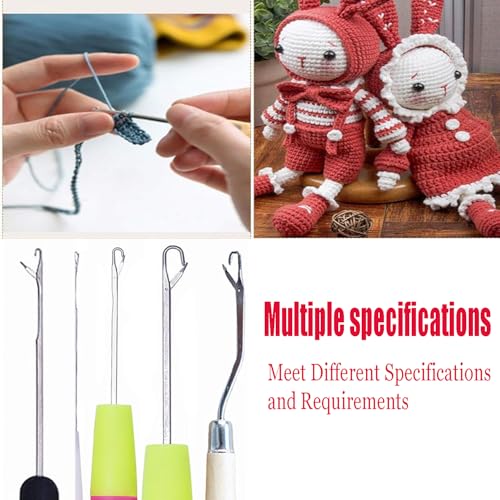 HAMIYELL Pack of 5 Different Sizes Latch Hook Crochet Needle Hook Tools for Braid Hair, Scarf Carpet Making and Other Crafts - Image 4