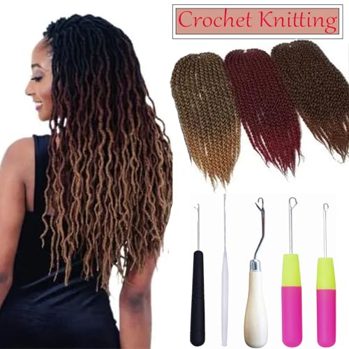 HAMIYELL Pack of 5 Different Sizes Latch Hook Crochet Needle Hook Tools for Braid Hair, Scarf Carpet Making and Other Crafts - Image 5