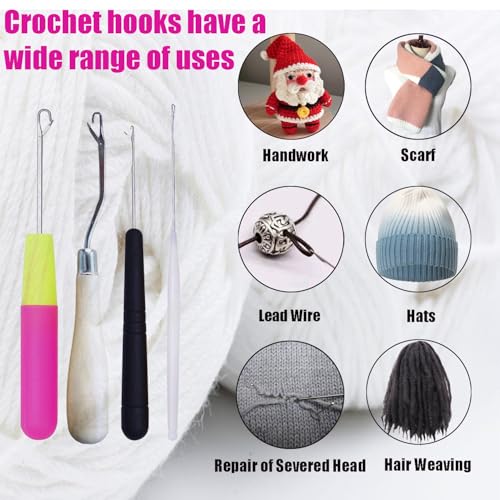 HAMIYELL Pack of 5 Different Sizes Latch Hook Crochet Needle Hook Tools for Braid Hair, Scarf Carpet Making and Other Crafts - Image 3