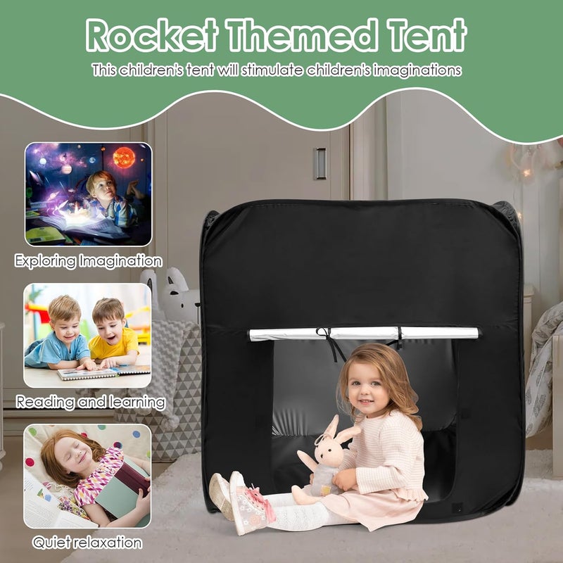 windforgecraft Portable Kids Sensory Tent DIY Pop-Up Blackout Play Tent Foldable Pop Up Tent Sensory Tent for Kids with Storage Bag Light-Out Blackout Sensory Tent Sensory Nest for Autistic Children - Image 5