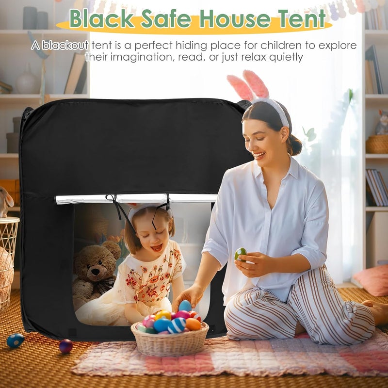 windforgecraft Portable Kids Sensory Tent DIY Pop-Up Blackout Play Tent Foldable Pop Up Tent Sensory Tent for Kids with Storage Bag Light-Out Blackout Sensory Tent Sensory Nest for Autistic Children - Image 2