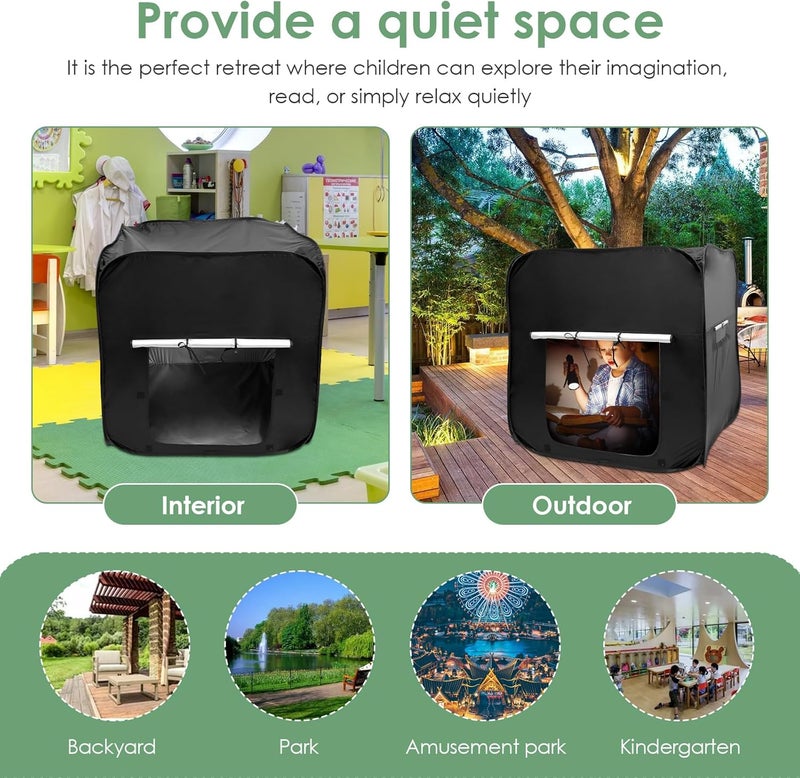 windforgecraft Portable Kids Sensory Tent DIY Pop-Up Blackout Play Tent Foldable Pop Up Tent Sensory Tent for Kids with Storage Bag Light-Out Blackout Sensory Tent Sensory Nest for Autistic Children - Image 4