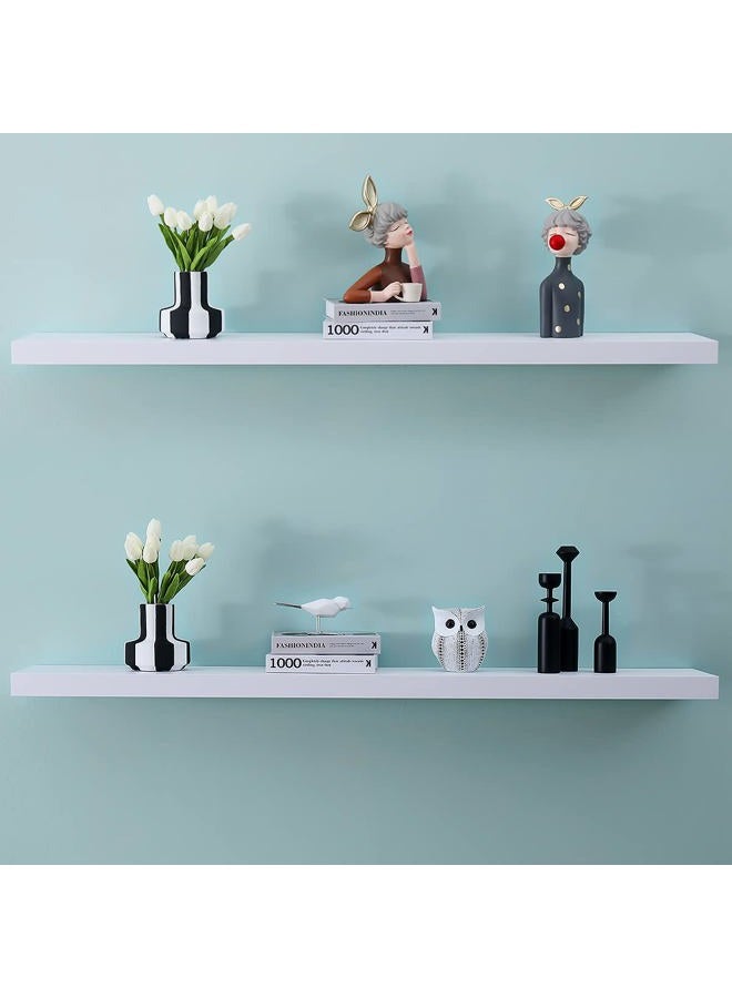 WELLAND 2" Thickness Mission Floating Wall Shelf,approx 36-inch Length, White - Image 5