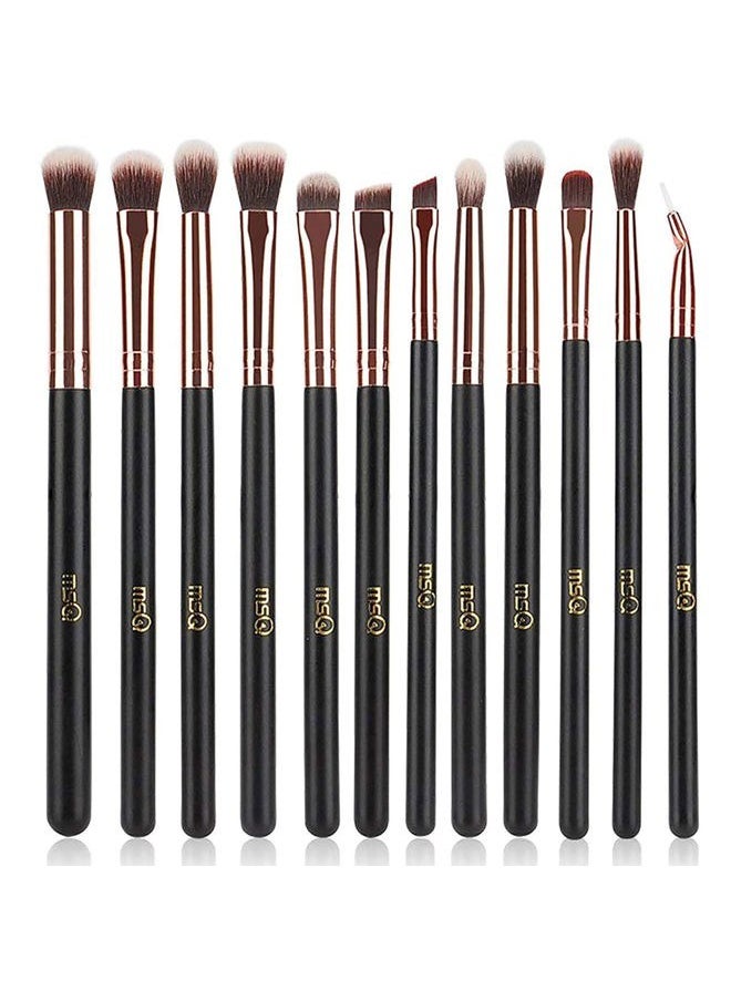 MSQ Eyeshadow Brushes 12pcs Eye Make Up Brush Set with Bag (PU Leather Pouch) Soft Synthetic Hairs for Eyeshadow, Eyebrow, Eyeliner, Blending, Best Gifts - Rose Gold  - Image 4