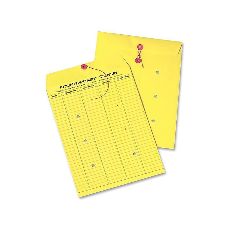 Quality Park Inter-Departmental Envelopes with String & Button Closure, Yellow - Image 1