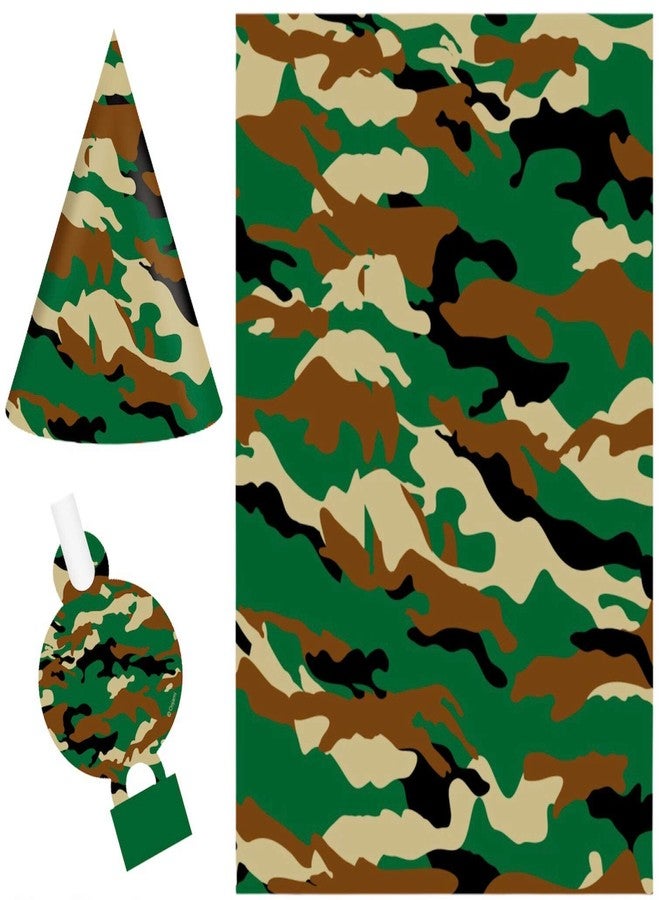 أوجامي مجموعة لوازم حفلات مموهة، قبعات حفلات أعياد الميلاد المموهة، أكياس هدايا منفوخة، 14 دوامة، 2 لافتة راية، خلفية واحدة، مثالية لحفلات توديع العزوبية المموهة، الجيش، القوات المسلحة، حفلات الصيد - Image 4