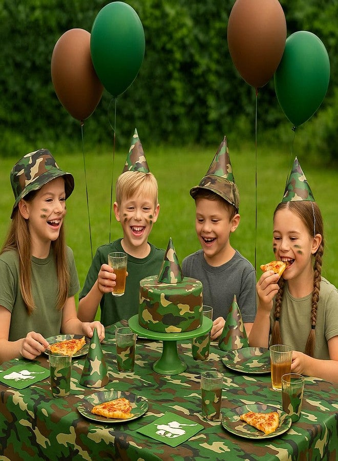 أوجامي مجموعة لوازم حفلات مموهة، قبعات حفلات أعياد الميلاد المموهة، أكياس هدايا منفوخة، 14 دوامة، 2 لافتة راية، خلفية واحدة، مثالية لحفلات توديع العزوبية المموهة، الجيش، القوات المسلحة، حفلات الصيد - Image 2