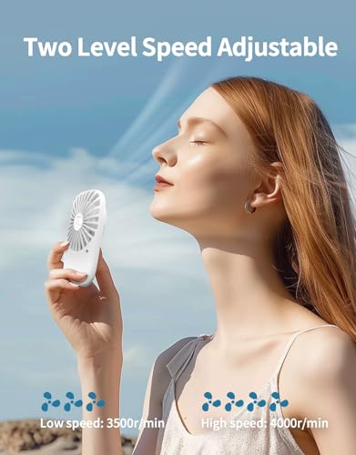 Aluan Handheld Fan Mini Fan Powerful Small Personal Portable Fan Speed Adjustable USB Rechargeable Cooling for Kids Girls Boys Woman Home Office Travel, White - Image 2