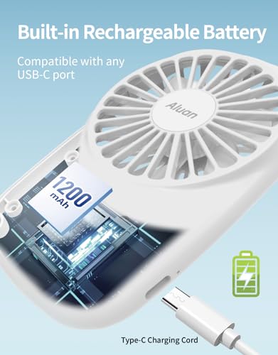 Aluan Handheld Fan Mini Fan Powerful Small Personal Portable Fan Speed Adjustable USB Rechargeable Cooling for Kids Girls Boys Woman Home Office Travel, White - Image 4