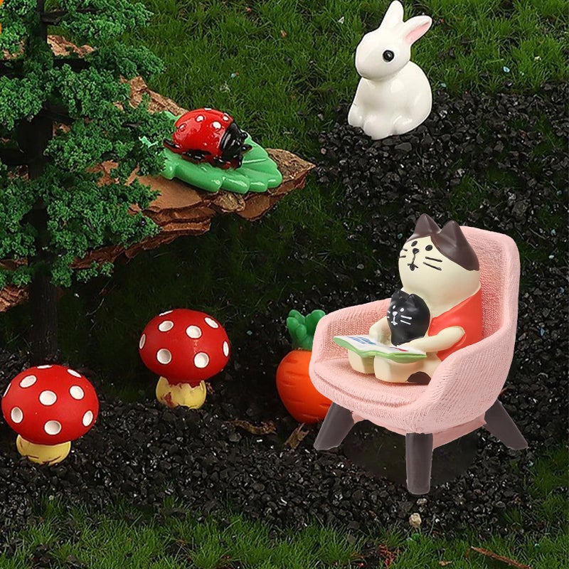 Hora de Lima Miniature Cat Figurine kit Mini Resin Statue for Office Desk Figurine for Nightstand Garden Fairy Accessories Cake Topper Deco Car Dashboard Decoration Gift for Cat Lovers(Pink) - Image 3