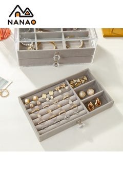 NANAO Multi-functional Jewelry Storage Boxes And Organizers for Women Girls Velvet Flannelette Earrings Rings Necklace Bracelets Jewelry Tray Storage Case  - Image 2