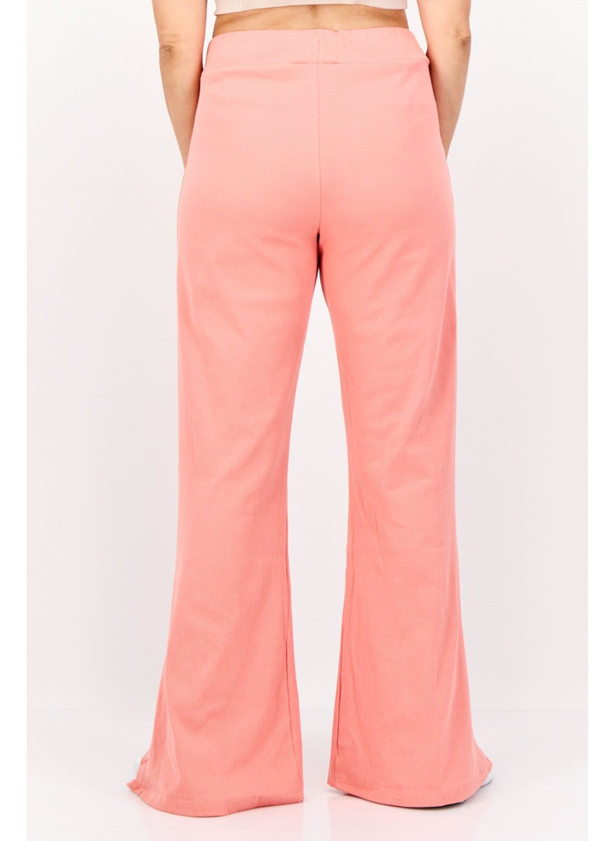 Adidas Women Slim Fit Drawstring Outdoor Flared Leg Sweatpants, Coral  - Image 4