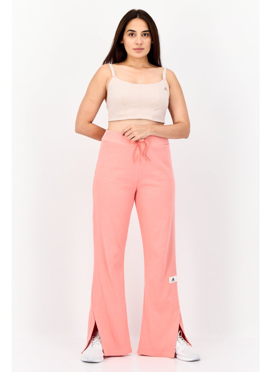 Adidas Women Slim Fit Drawstring Outdoor Flared Leg Sweatpants, Coral  - Image 3