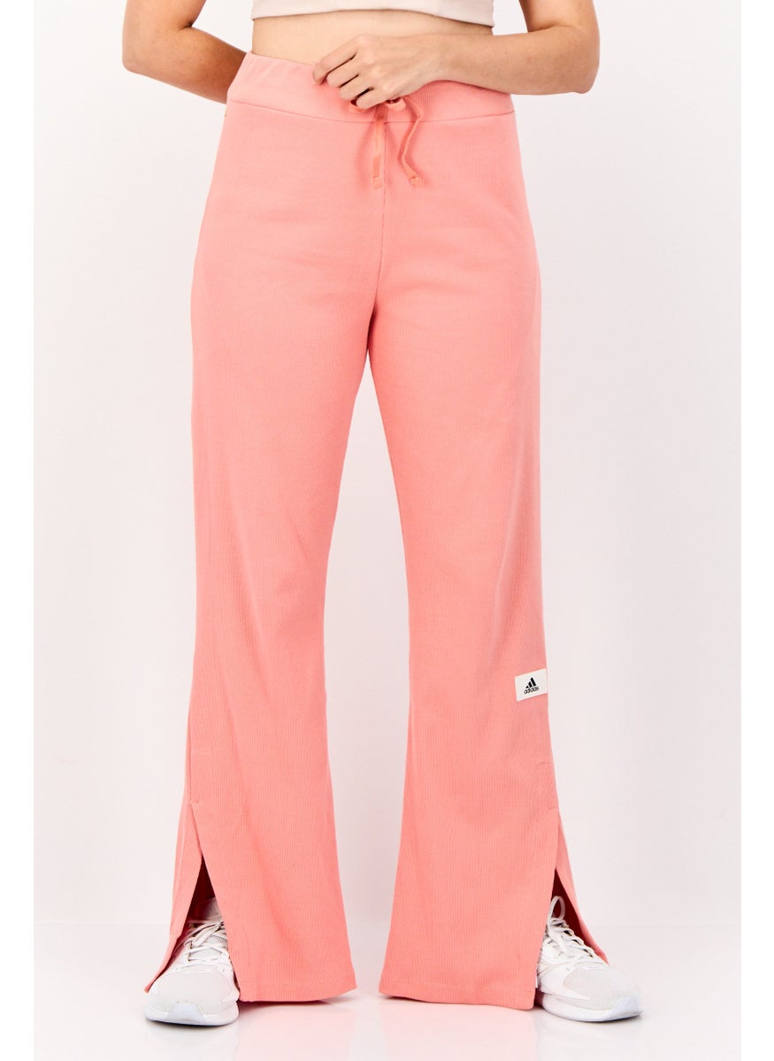 Adidas Women Slim Fit Drawstring Outdoor Flared Leg Sweatpants, Coral  - Image 1
