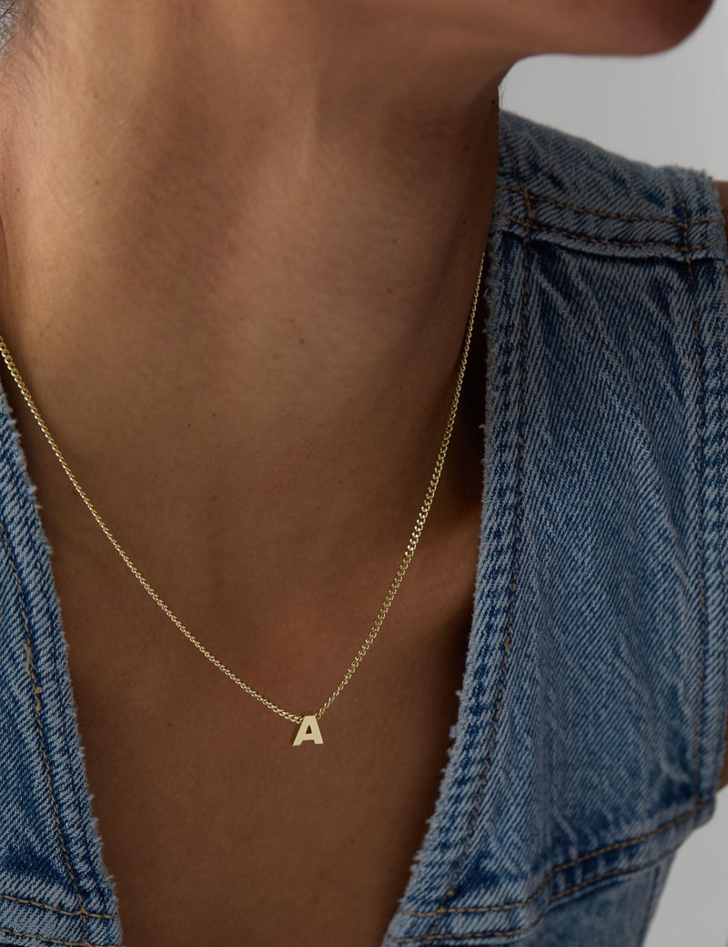 ASHINE Initial Letter Necklaces for Women Dainty Gold Necklace for Women cadenas de oro 14k puro para mujer 16 Inch Charm Gold Chain for Trendy (Gold-A) - Image 4