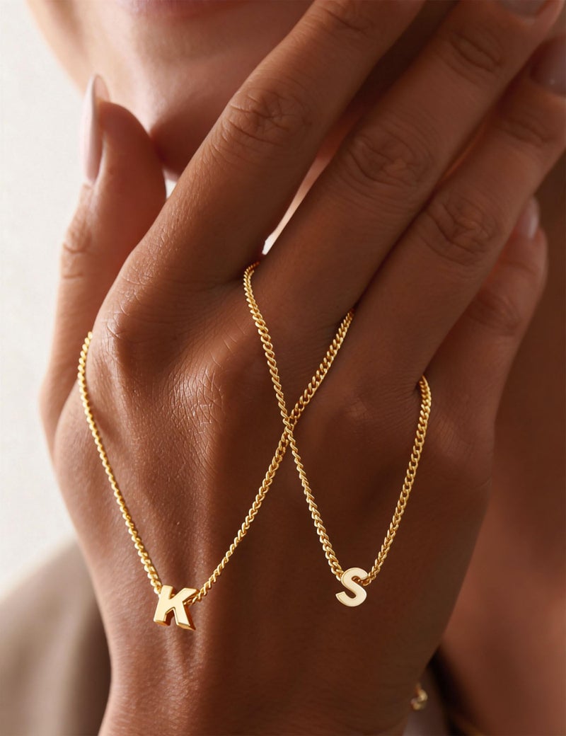 ASHINE Initial Letter Necklaces for Women Dainty Gold Necklace for Women cadenas de oro 14k puro para mujer 16 Inch Charm Gold Chain for Trendy (Gold-A) - Image 5