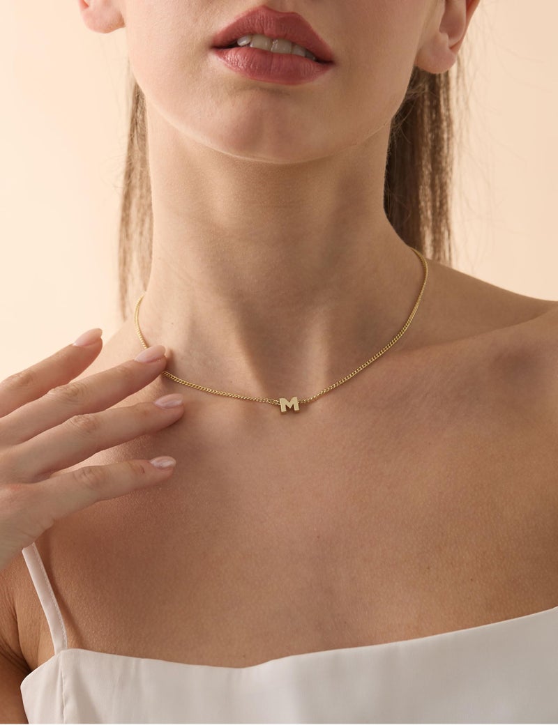 ASHINE Initial Letter Necklaces for Women Dainty Gold Necklace for Women cadenas de oro 14k puro para mujer 16 Inch Charm Gold Chain for Trendy (Gold-A) - Image 2