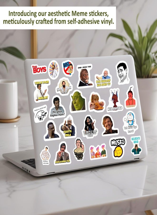 True Flair مجموعة ملصقات True Flair المقاومة للماء، 60 ملصقًا، للبالغين | ملصقات فينيل لاصقة ذاتية اللصق بتصميمات ميمز لأجهزة الكمبيوتر المحمولة | ملصقات متعددة الألوان لأجهزة الكمبيوتر المحمولة، والمذكرات، والجيتار، والهواتف المحمولة - لا تترك أي أثر - Image 2