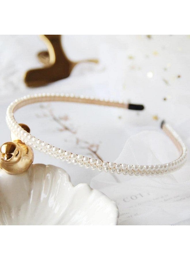 El Regalo 2 PCs Pearl Beads Hair Band Headband for Kids, Girls and women | Bridal Fancy Wedding Party Pearls Hairbands (Option- 4) - Image 2